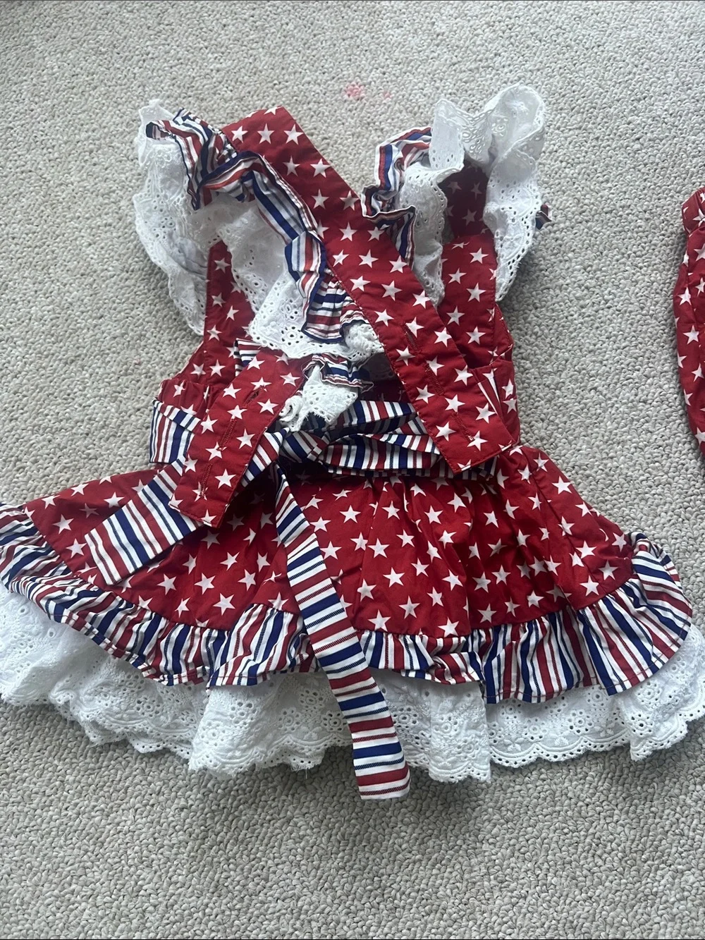 Patriotic Star Ruffle Kids Matching Set - Red